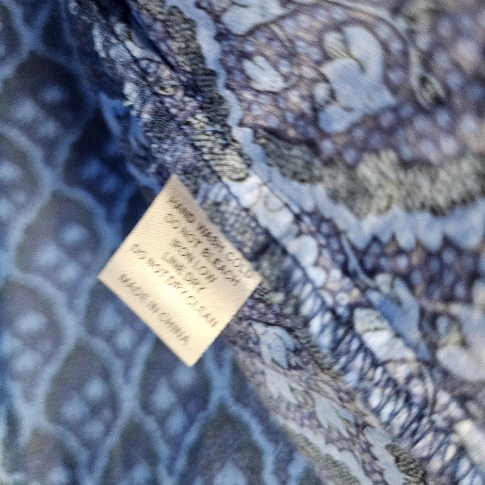 Washco‎ Blue Cotton Ruffle Long Sleeve Folk Blouse Heritage Floral Size XL - Picture 5 of 9